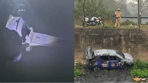 Hiện trường ô tô lao xuống sông Nhuệ, tài xế thoát chết thần kỳ, nguyên nhân nhiều người dễ gặp phải