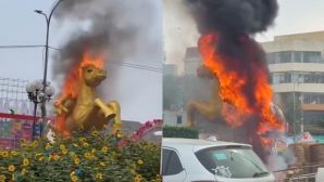 Nguyên nhân vụ cháy linh vật ngựa ở quảng trường Thái Nguyên, chính quyền thông tin diễn biến mới