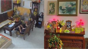 Camera ghi lại cảnh bàn thờ đột ngột đổ sâp ngày mùng 1 Tết, gia chủ ngồi ngay dưới thoát nạn thần kỳ