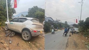Ô tô lấn làn húc văng xe máy khiến 1 hiệu trưởng tử vong tại chỗ, camera ghi lại toàn bộ diễn biến