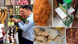 Thanh Hóa: Thu giữ gần 2 tấn ruốc cùng loạt đồ ăn vặt, nguyên liệu pha chế không rõ nguồn gốc