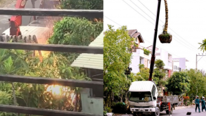 Cận cảnh vụ cần cẩu vướng dây điện khiến tài xế tử vong tại chỗ: Lửa điện phụt lên tại hiện trường