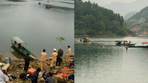 Hiện trường lật thuyền đánh cá trên hồ thủy điện: Con bơi được vào bờ, tình hình tìm kiếm 2 vợ chồng mất tích