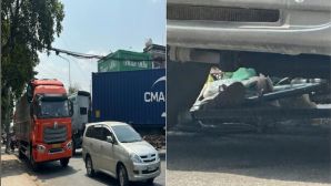 Xót xa vụ người phụ nữ đi xe đạp bị cuốn vào gầm xe container: Cấp cứu trong tình trạng đa chấn thương