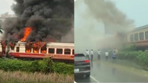 Tình hình mới nhất vụ 2 toa tàu khách Hà Nội – Hải Phòng đang chạy bỗng nhiên bốc cháy đỏ rực