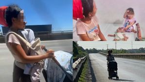Hành trình bí ẩn của người mẹ đưa 2 con đi bộ dưới trời nắng như đổ lửa, sự kỳ lạ của người phụ nữ
