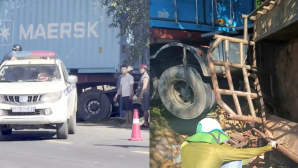 Hiện trường tai nạn nghiêm trọng giữa container và xe máy cày ở Lâm Đồng khiến 5 người thương vong