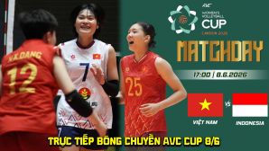 Link xem trực tiếp bóng chuyền nữ Việt Nam vs Indonesia 17h ngày 8/6 - Kênh phát sóng AVC Cup 2026