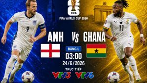 VTV trực tiếp bóng đá Anh vs Ghana - Link xem trực tiếp World Cup 2026 hôm nay 24/6