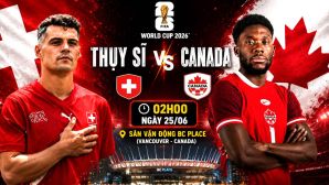 VTV6 trực tiếp bóng đá Thụy Sĩ vs Canada 2h ngày 25/6 - Link xem trực tiếp World Cup 2026 hôm nay