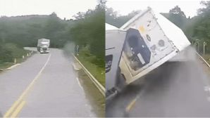 Camera vụ xe đầu kéo lật thùng khi ôm cua, đè trúng ô tô ngược chiều, xác định nguyên nhân ban đầu