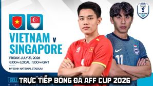 VTV5 VTV6 trực tiếp bóng đá Việt Nam vs Singapore 20h ngày 31/7 - Link xem trực tiếp AFF Cup 2026 hôm nay