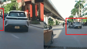 Clip tài xế xe máy liên tục lạng lách, tạt đầu cản đường xe ô tô rồi bị hất ngã? Chân dung tài xế xe máy 