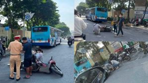 Hà Nội: Hiện trường thương tâm vụ tai nạn giữa xe buýt và xe máy, một cháu bé tử vong tại chỗ