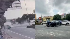 Camera ghi lại tai nạn liên hoàn giữa nhiều ô tô trên QL1A  khiến 1 người chết, 3 người bị thương