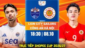 FPTPlay trực tiếp bóng đá Lion City vs CAHN 18h30 ngày 8/10 - Link trực tiếp Cúp C1 Đông Nam Á hôm nay