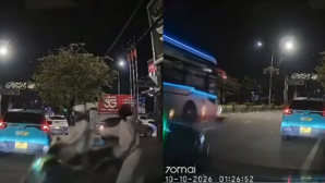 Trích xuất camera vụ người đàn ông lao ra đường sau cãi nhau với bạn gái, bị xe khách tông văng