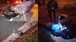 Cãi nhau trong xe Toyota Vios, hai người phụ nữ gặp tai nạn bay văng ra đường