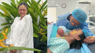 Netizen xúc động trước khoảnh khắc Á hậu Mâu Thủy và bạn trai ôm ấp con trai đầu lòng