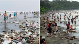 Hàng nghìn du khách 'tắm chung với rác' ở biển Nam Định, Đồ Sơn Hải Phòng