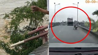 Video kinh hoàng vụ sập cầu tỉnh Phú Thọ: Lặng người trước giây phút tử thần của tài xế xe container