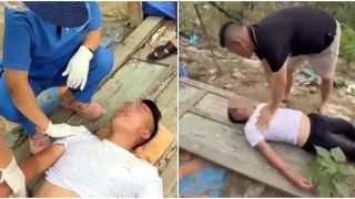 Gần 2 phút thót tim giải cứu thanh niên trói tay nhảy cầu Thanh Trì