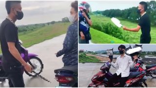 CĐM xôn xao clip 1 nhóm thanh niên mang theo hung khí, chặt và cướp biển số xe được cho là ở Lào Cai