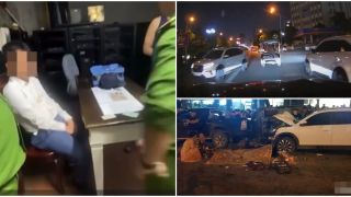 Camera ghi lại 20 phút cực kì nguy hiểm trước khi xe ô tô của nam giảng viên gây tai nạn liên hoàn 