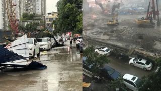  Ảnh hưởng bão Wipha, Hà Nội đã có thiệt hại: Hiện trường hàng rào công trình đè loạt ô tô