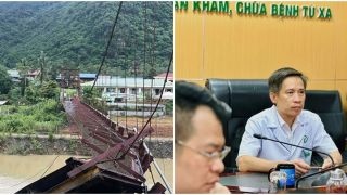 Cán bộ xã nguy kịch sau vụ cầu treo đứt cáp, ô tô chở 3 người rơi thẳng xuống sông