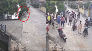 Camera ghi lại cảnh 2 cháu bé đạp xe lao thẳng xuống mương, phép màu xuất hiện chỉ trong tích tắc