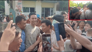 Xúc động cảnh mẹ con bị cáo vụ nuôi 13 con gà lôi trắng bị 6 năm tù ôm nhau khóc tại quê nhà Nghệ An