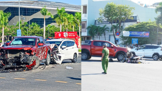 Hiện trường vụ tai nạn liên hoàn giữa 4 ô tô và một xe máy ở Đà Nẵng: Hư hỏng nặng, túi khí bung loạt