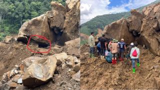 Hiện trường nơi tìm thấy chiếc ô tô chở 3 người mất tích tại Lào Cai, xuất hiện hy vọng mong manh