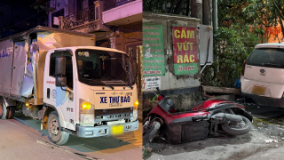 Hiện trường tan hoang vụ xe tải tông liên hoàn loạt phương tiện ở Hà Nội: Tài xế bỏ trốn bí ẩn