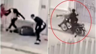 Hai thanh niên đi xe máy tông 1 người đàn ông nằm bất động rồi tiếp tục đánh đập dã man ở Hà Nội