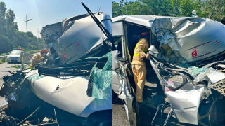 Hà Nội: Làm rõ nguyên nhân vụ tai nạn liên hoàn, 3 xe va chạm mạnh khiến xe khách bị móp đầu