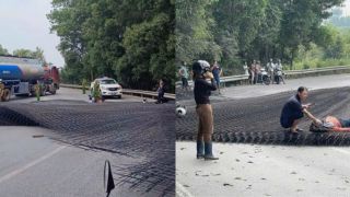 Đồng Nai: Xe đầu kéo làm hàng trăm lưới thép rơi, tình hình hiện tại của 2 người đi xe máy bị thương nặng 