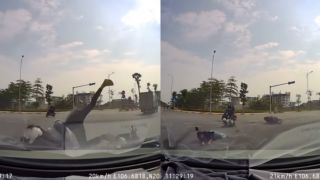 Camera ghi lại khoảnh khắc 2 cô gái đi xe máy phóng nhanh bay qua đầu ô tô, tình trạng hiện tại của cả hai?