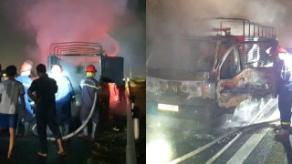 Hiện trường vụ cháy xe tải trên cao tốc Dầu Giây - Phan Thiết, xuất hiện chi tiết nghi khiến đám cháy bùng phát mạnh