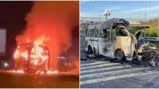 Camera ghi lại cảnh kinh hoàng xe cứu thương tông xe container rồi bốc cháy dữ dội trên cao tốc khiến 3 người chết