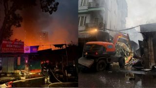 Máy xúc mở lối then chốt giúp cảnh sát khống chế đám cháy chợ Xanh, Hà Nội: Khẩn trương làm rõ nguyên nhân?