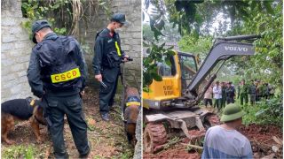 Công an dùng 4 chó nghiệp vụ cùng 2 xe múc xới đất, phát hiện chấn động dưới lòng đất