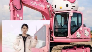 Nữ tài xế gây bão mạng với chiếc máy xúc Hello Kitty màu hồng, hé lộ câu chuyện làm nghề thú vị