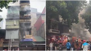 Cháy lớn tại căn nhà 5 tầng trên phố Hàng Mã, Hà Nội