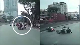 Phẫn nộ khoảnh khắc xe máy rẽ ẩu gây tai nạn suýt chết người, tài xế thản nhiên bỏ đi