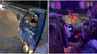 Camera tiết lộ tình tiết bất ngờ trước khi xe khách rượt đuổi xe tải khiến hành khách hoảng loạn