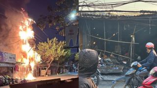 Hiện trường trụ điện phát nổ khiến dãy ki-ốt bán đồ Tết ở TP.HCM cháy rụi, tiểu thương lao đao