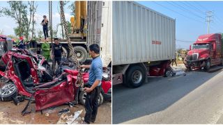 Tai nạn kinh hoàng ở Hà Tĩnh: Ô tô con bị vò nát nằm trong gầm xe tải, hé lộ tình hình 3 nạn nhân