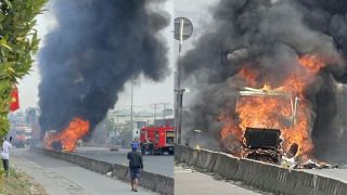 Hiện trường xe container cháy ngùn ngụt trên Quốc lộ 51, Đồng Nai: Khẩn trương làm rõ nguyên nhân